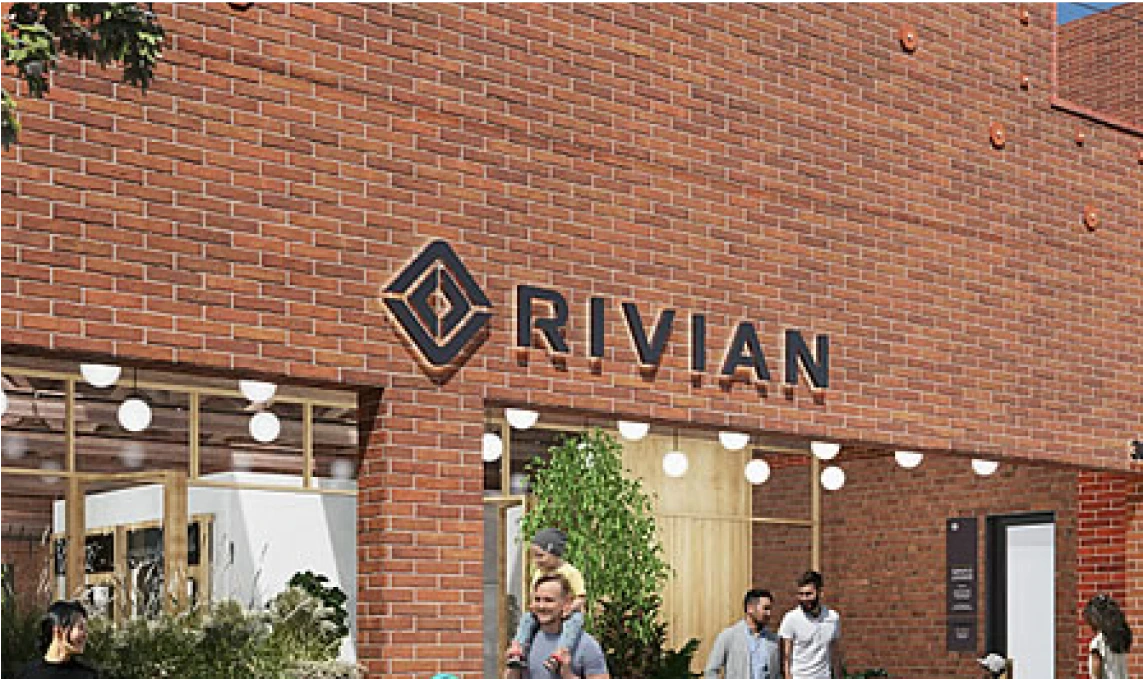 Modern brick building storefront